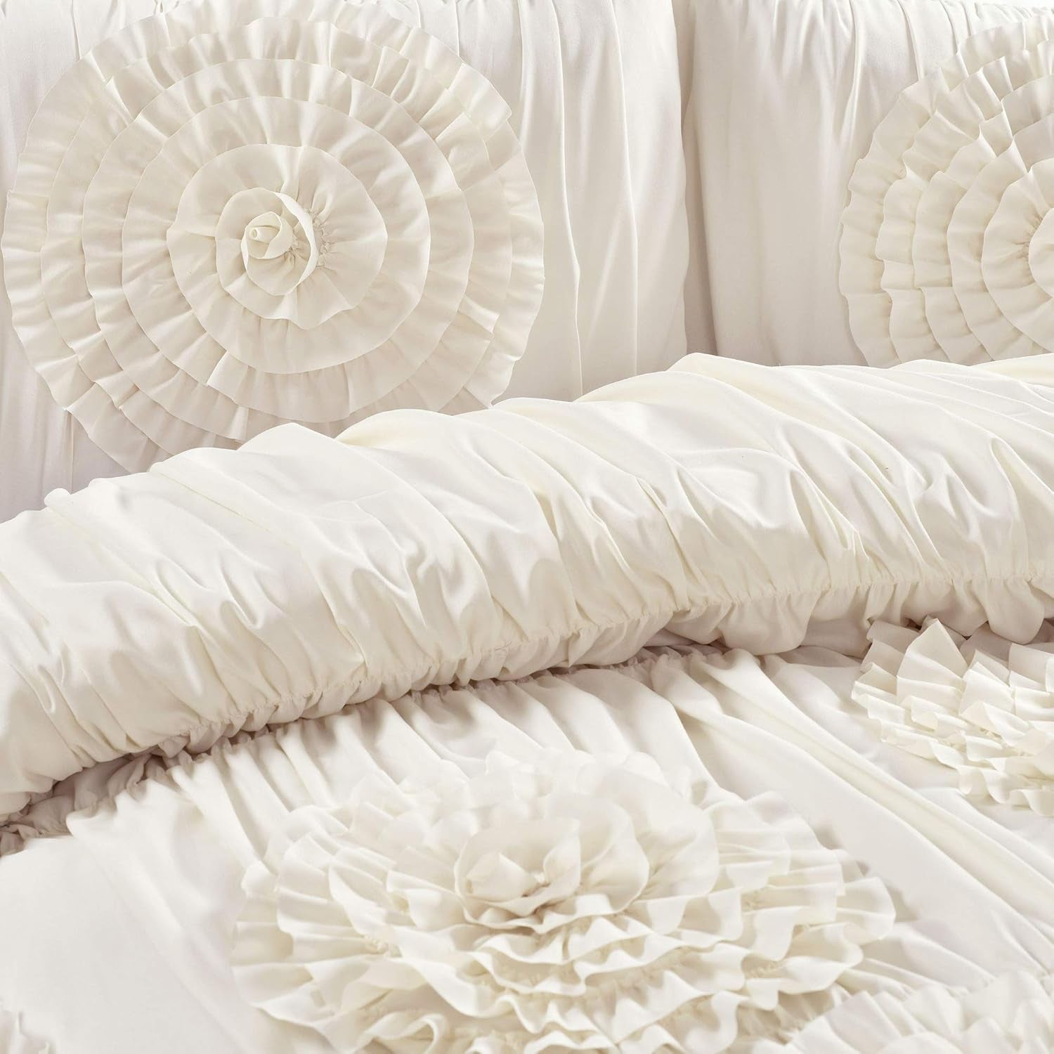 3 Piece Serena Comforter Set, Queen, Ivory