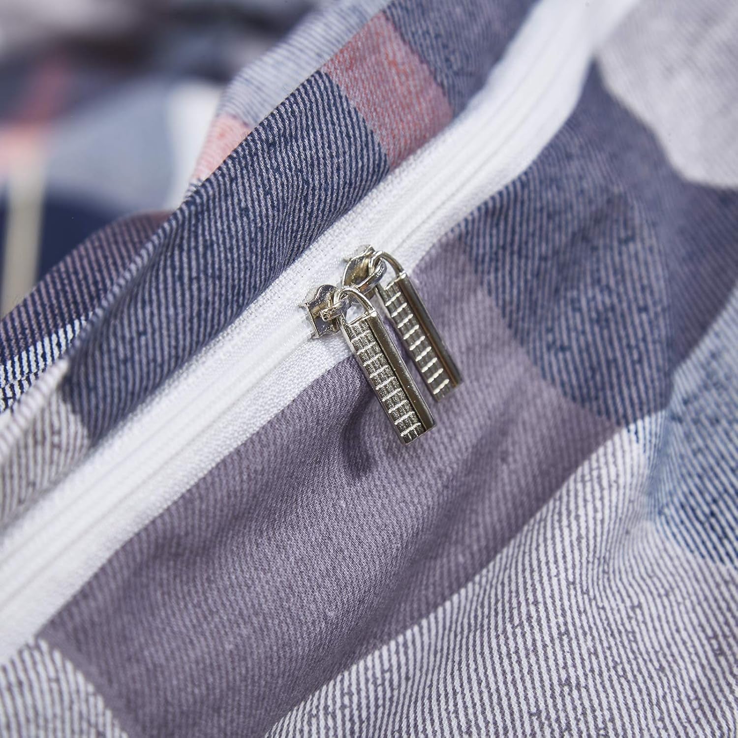 Queen Duvet Cover Set Blue Plaid 3Pcs Tartan Bedding Sets Geometric Bedding Duvet Cover Sets Checker Buffalo Bedding with 2 X Pillow Cases