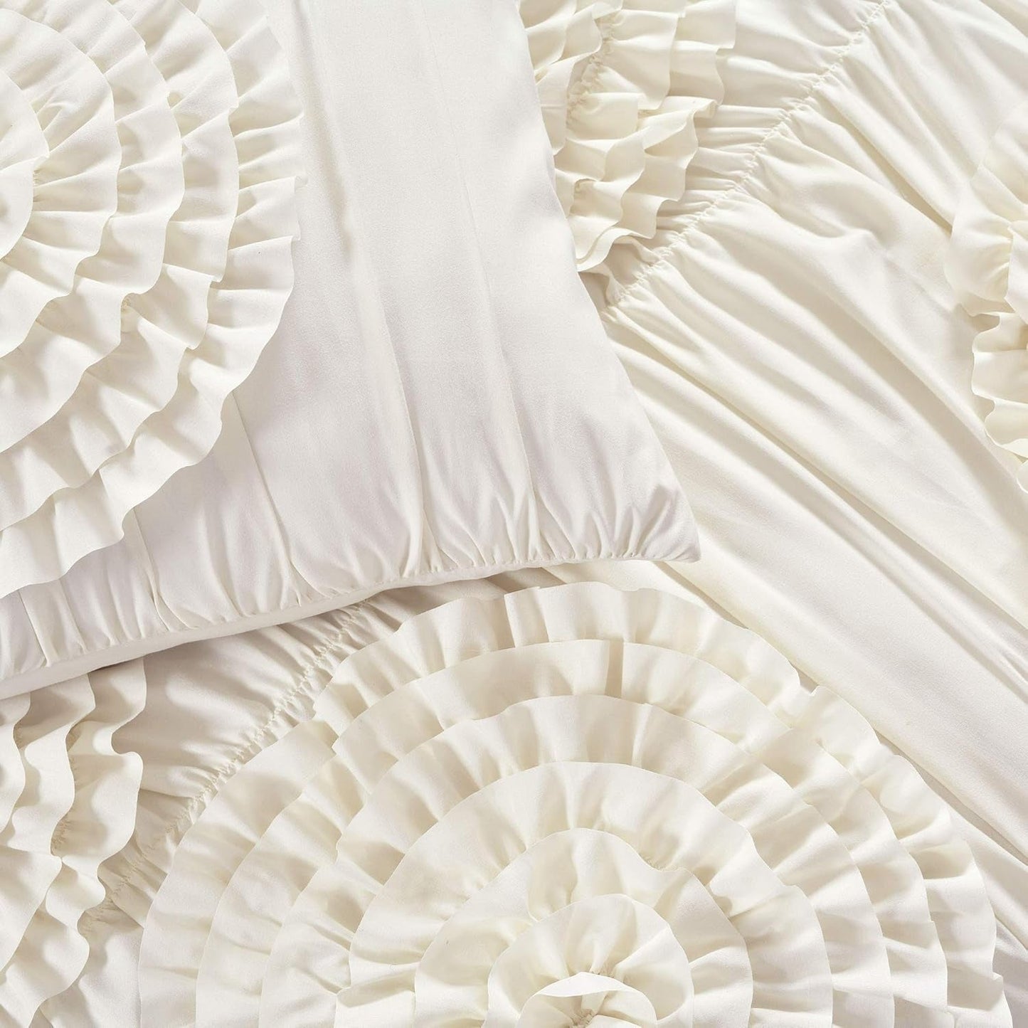 3 Piece Serena Comforter Set, Queen, Ivory