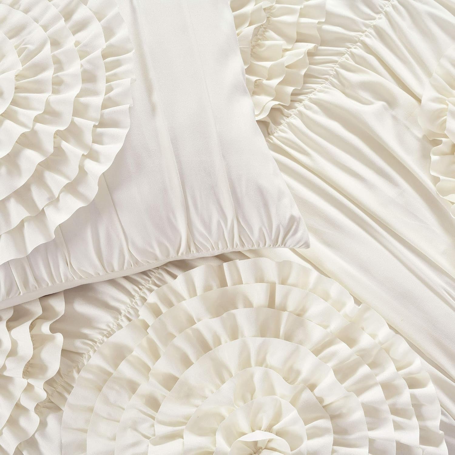 3 Piece Serena Comforter Set, Queen, Ivory