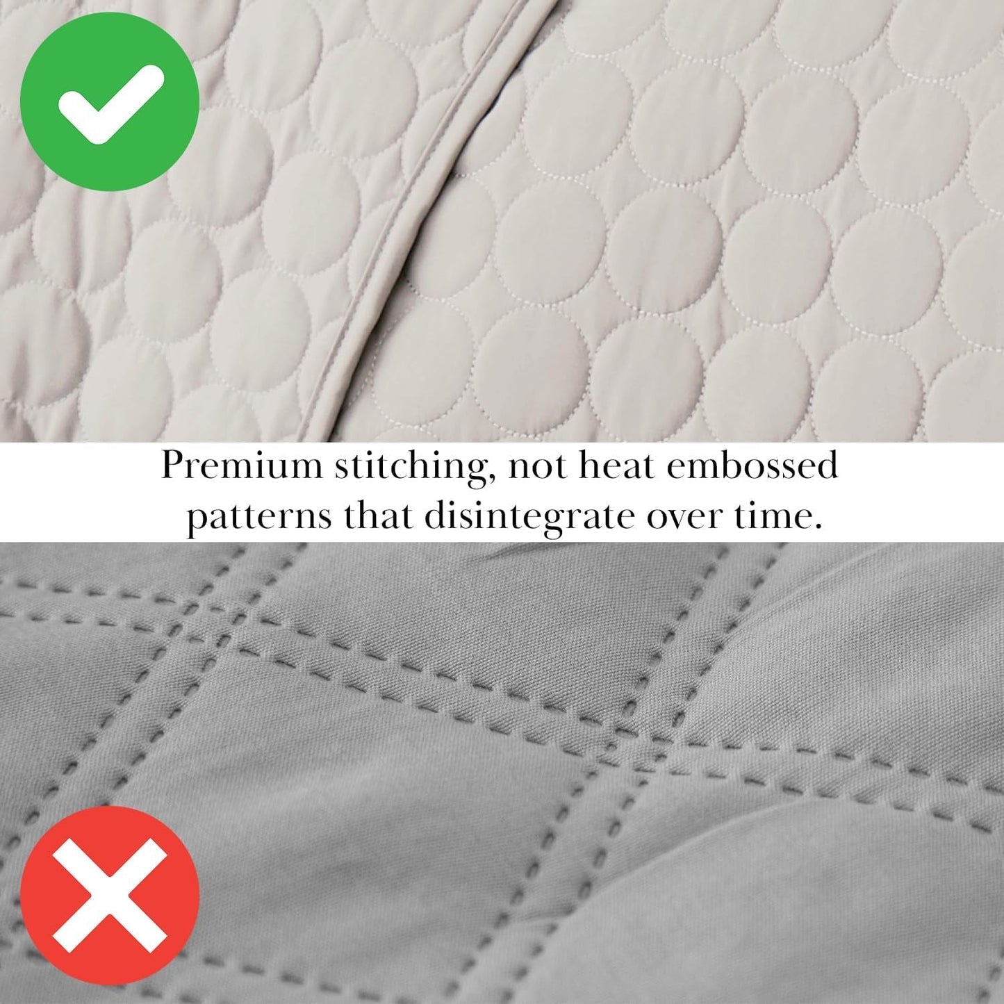 Quilted Summer Comforter, King Size Quilt Bedding Set with 2 Pillow Shams, Geometric Circle Design, Lightweight Bedspread, California/King Size Coverlet, Comfy Soft, Bone