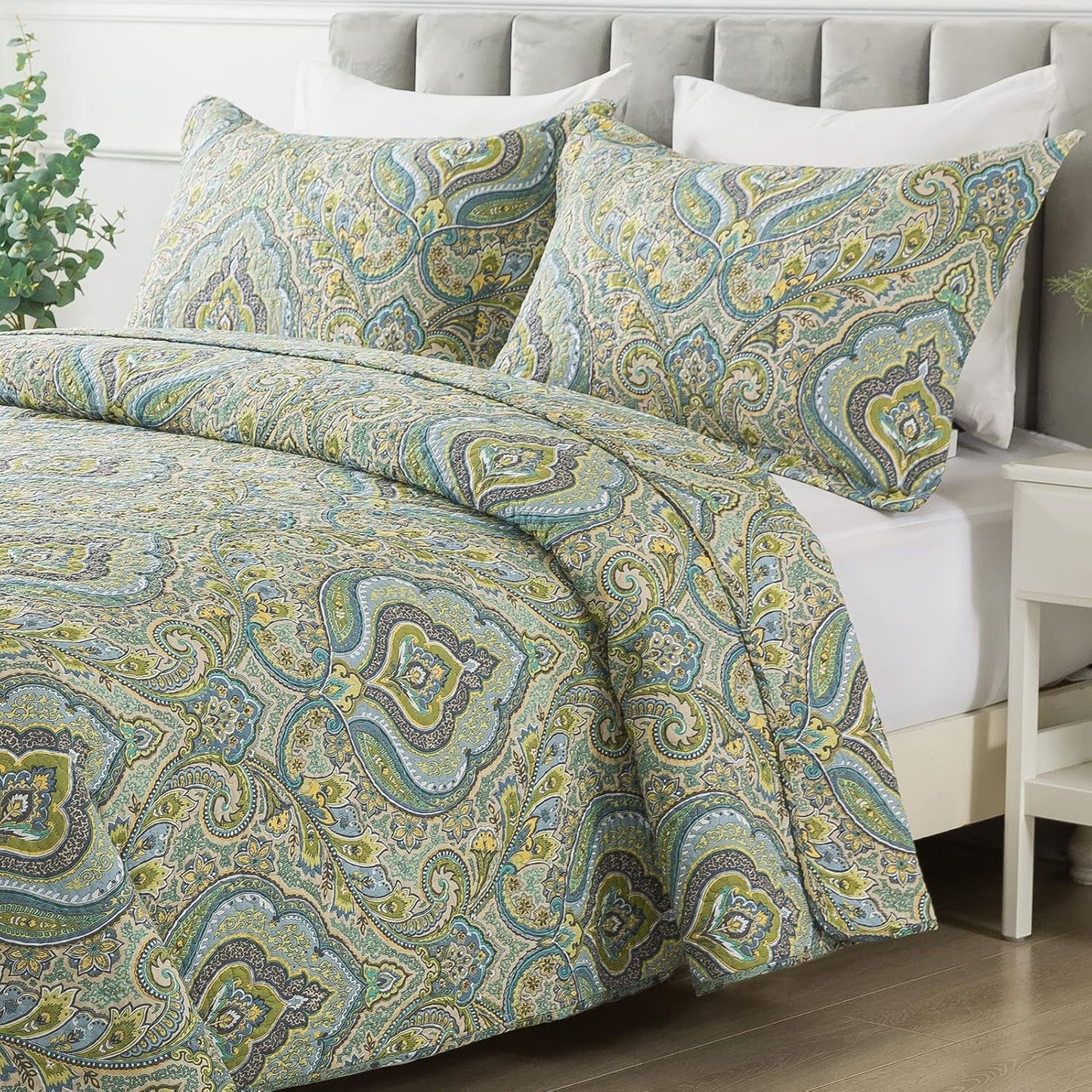 Quilts Set Bedspread Soft Quilt 1 2 Pillow Sham (Gorgeous European Floral Pattern, King (98" ¡Á 106"))