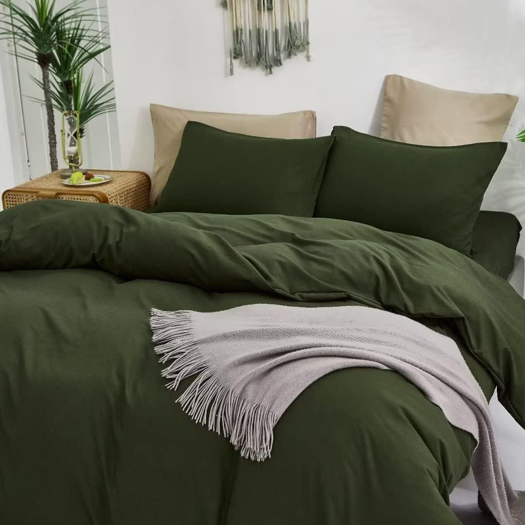 Army Green Queen Comforter Set 3Pcs Dark Green Bedding Comforter Sets All Season Soft Hunter Queen Comforter with 2 X Pillow Cases