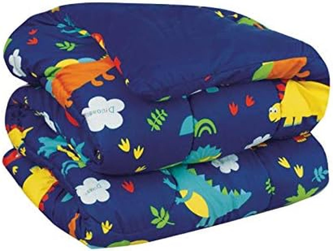3 Piece Dinosaur Twin Kids Comforter Set - Kids Bedding - Pillow Sham, Decorative Toy Pillow - Toddler Bed Kit, Dinosaur Room Decor for Boys - Twin Size