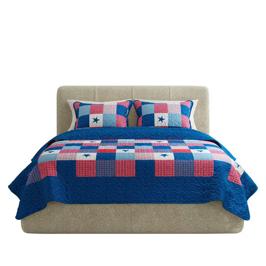 Caroline 3-Piece Blue King Quilt Set
